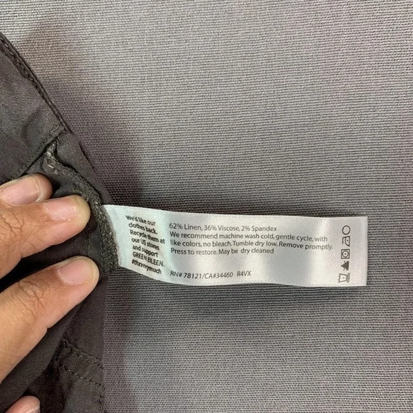 Eileen Fisher Pant Women 8 Gray Linen Cargo Taper Ankle Drawstring Stretch 32x24 - Picture 7 of 15